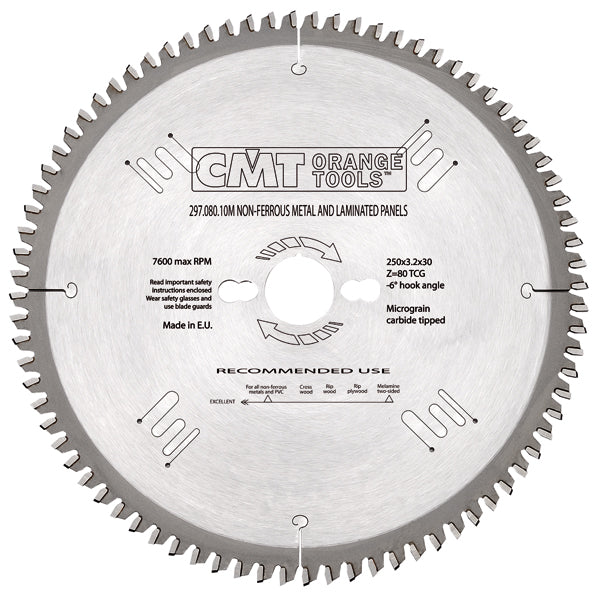 CMT 205.060.10 Industrial Cut-Off ATB Saw Blade, 10-Inch x 60 Teeth 20° ATB Grind with 8-Inch Bore, PTFE Coating - 1